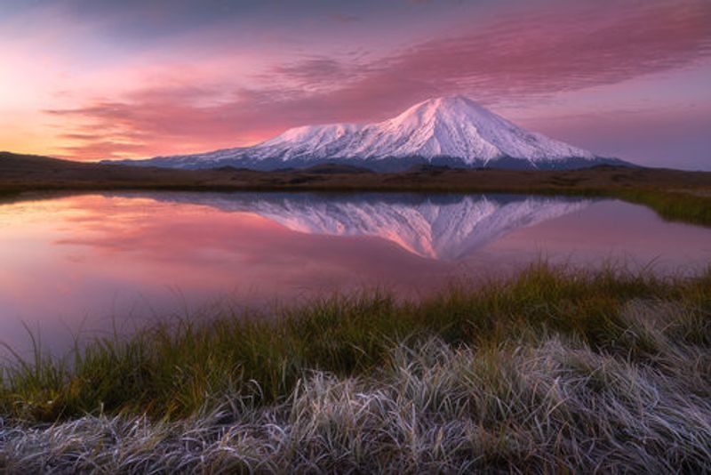 Frosty morning at Tolbachik volcano...