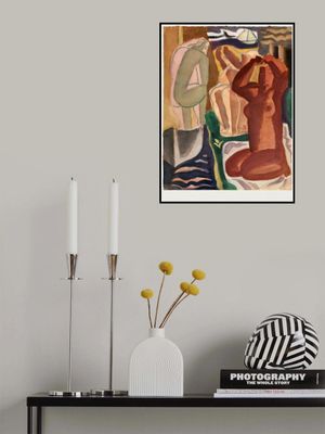 Two Bathing Women and a Bridge Figure  - Leo Gestel 60x80cm White Border