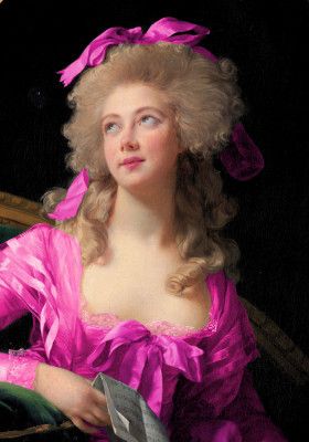 Woman in a Vibrant Pink Gown and Ribbon