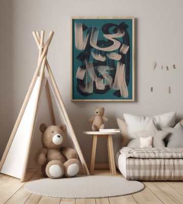 Dry brush abstract in dark green