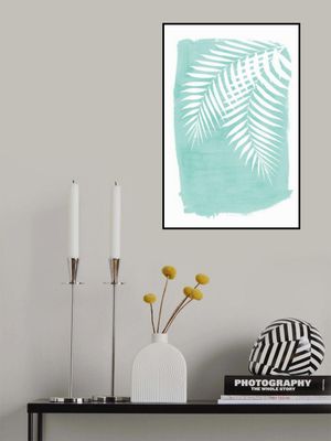 Teal Palm Leaves Foliage Silhouette