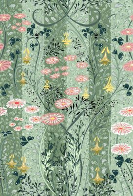 Meadow Scent Sage Green Pattern
