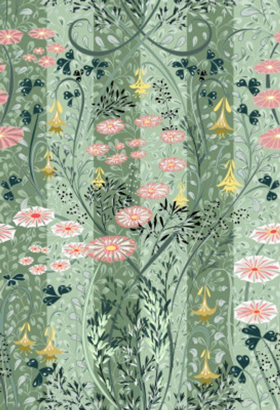 Meadow Scent Sage Green Pattern