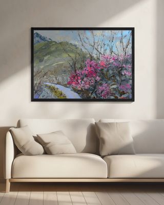 Azaleas Blooming On the Mountain Oil On Canvas