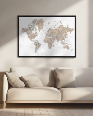 Detailed world map with cities, Abey