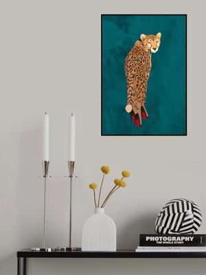 Turquoise cheetah in heels
