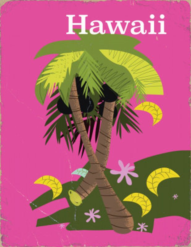 Hawaii Vintage Travel Poster