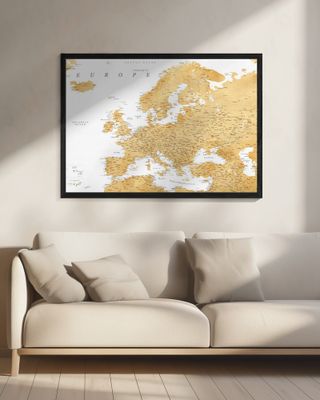 Golden detailed map of Europe