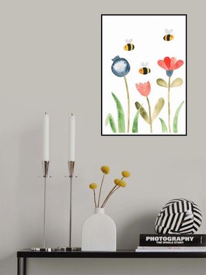 Wldflower Field With Bees In Watercolor