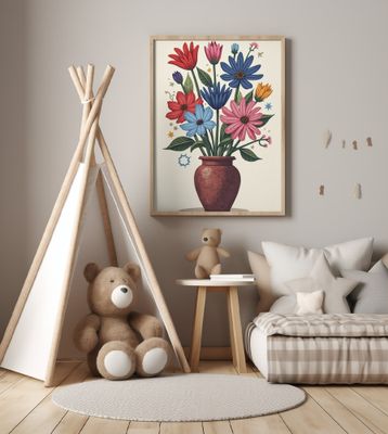 Potted Florals Red Flowers