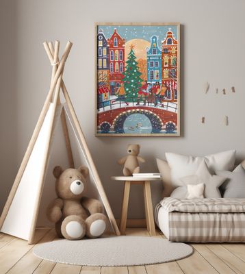 Snowfall in Amsterdam Christmas