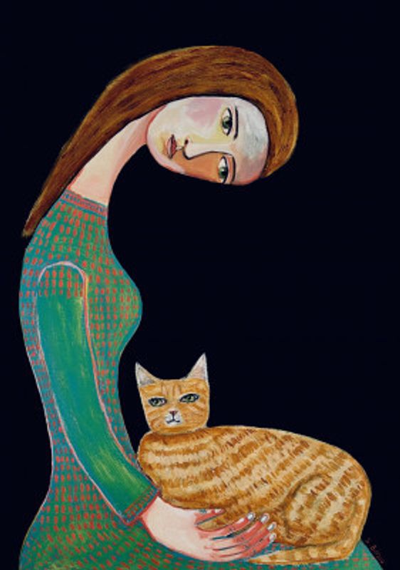 Woman with Cat painting