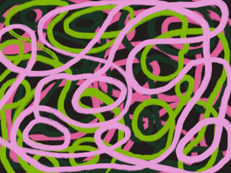 Intertwining Pink And Green Lines