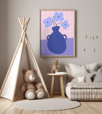 Minimalist Vase with Blue Flowers