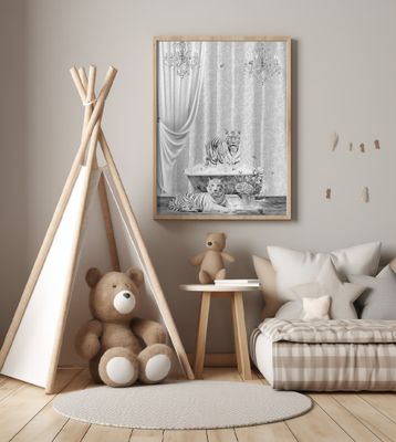 White Tigers &amp; Bubbles Black &amp; White