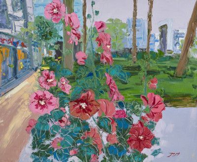 Vibrant Pink Flowers And Lush Green Leaves