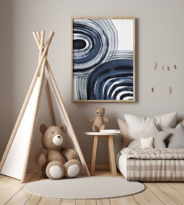 Concentric Blue and Black Brushstrokes