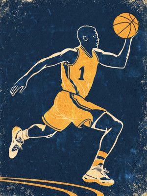 Basketball Blue Retro Plate