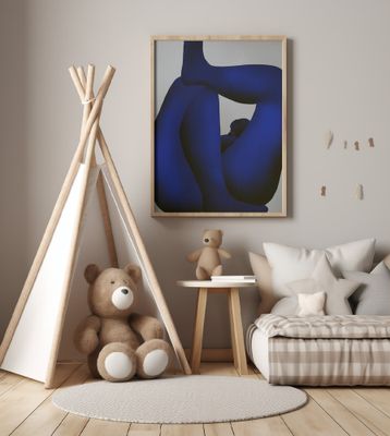 Human Blue Figure Nude Abstract