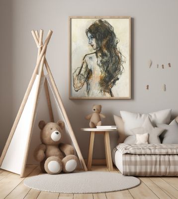 Woman Sketch with Flowing Hair