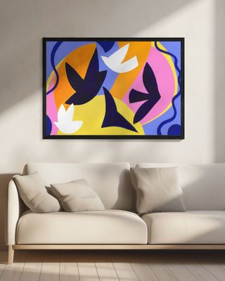 Abstract Blue and White Birds