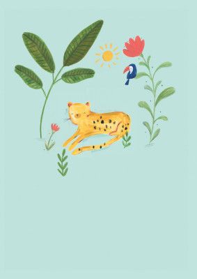 Sweet Jungle Leopard &amp; flowers Simple Boho Kids &amp; baby nursery tropical jungle theme