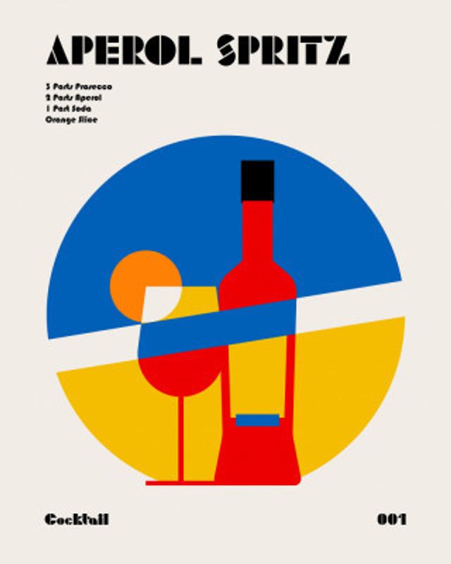 Aperol Spritz Cocktail Bauhaus Art Print