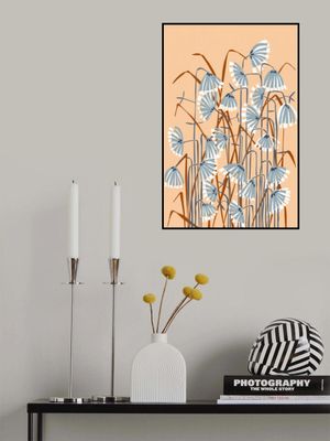 Linocut flower meadow peach fuzz