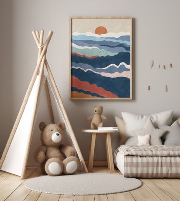 Abstract Landscape With Layered Waves