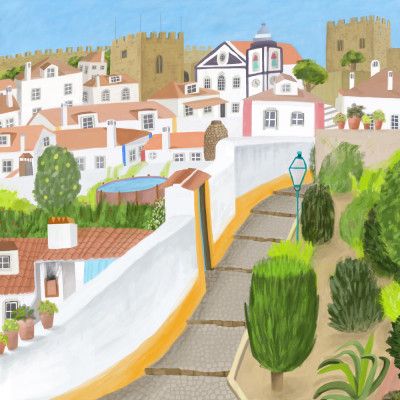 Cute Town of Obidos, Portugal by Artist Carla Daly