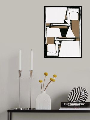 Black and Tan Brown Abstract Art Print
