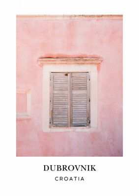 Pink Dubrovnik Croatia travel poster