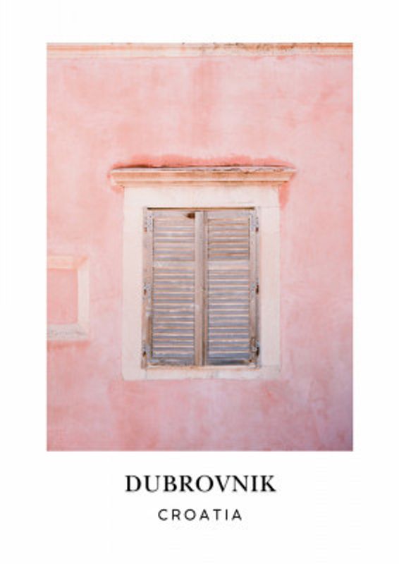 Pink Dubrovnik Croatia travel poster