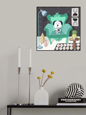 Funny Dog Sitting in a Trendy Interior by Carla Daly