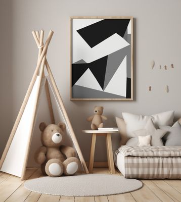 Abstract Black And White Painting