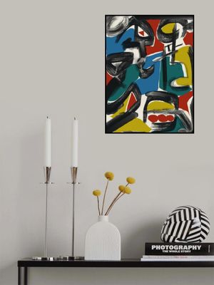 Black Brushstrokes with Vibrant Blocks