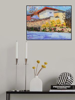 Chrysanthemums Blooming Under the Wall