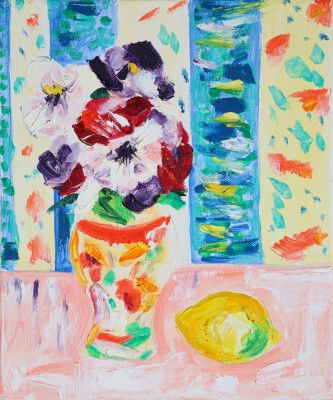 Anemones after G. L. Hunter, Tamara Jare, oil on canvas