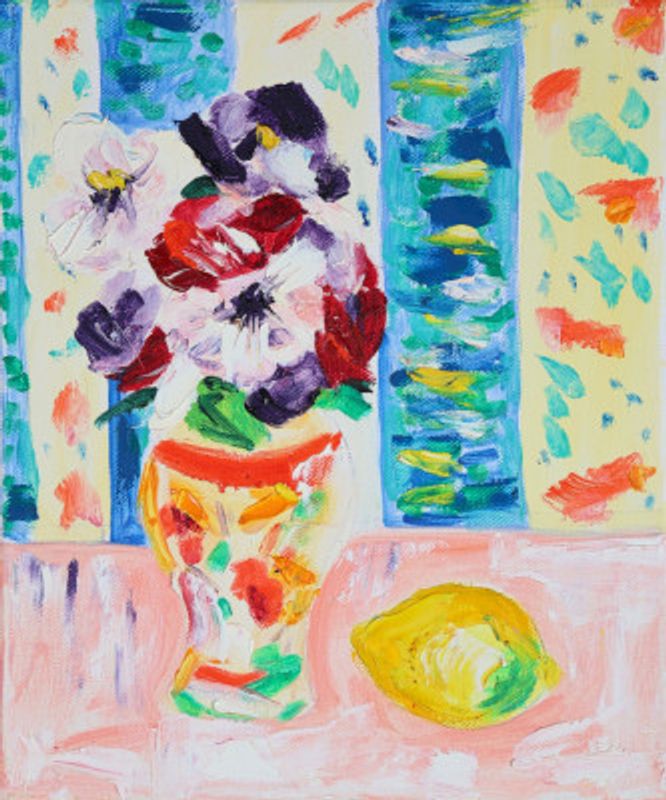 Anemones after G. L. Hunter, Tamara Jare, oil on canvas