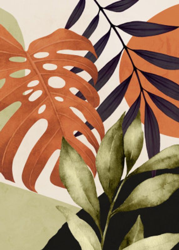 Abstract Art Tropical Leaves