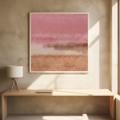 Abstract watercolor landscape in pastel colors no. 3. Pink, terra, orange.