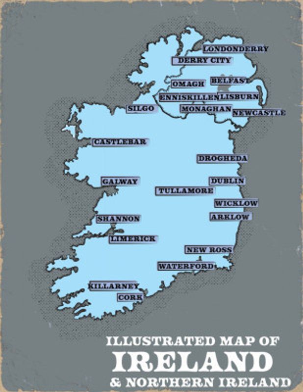 Vintage Ireland Map