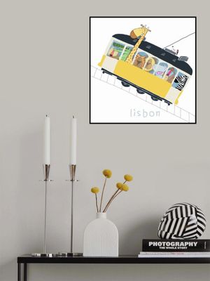 Famous Lisbon Yellow Tram with Jungle Animals by Carla Daly