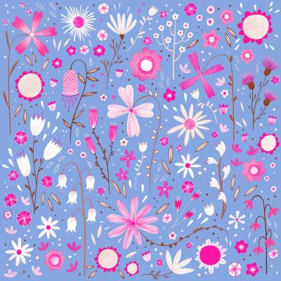 Fresh Flowers Pink And Blue