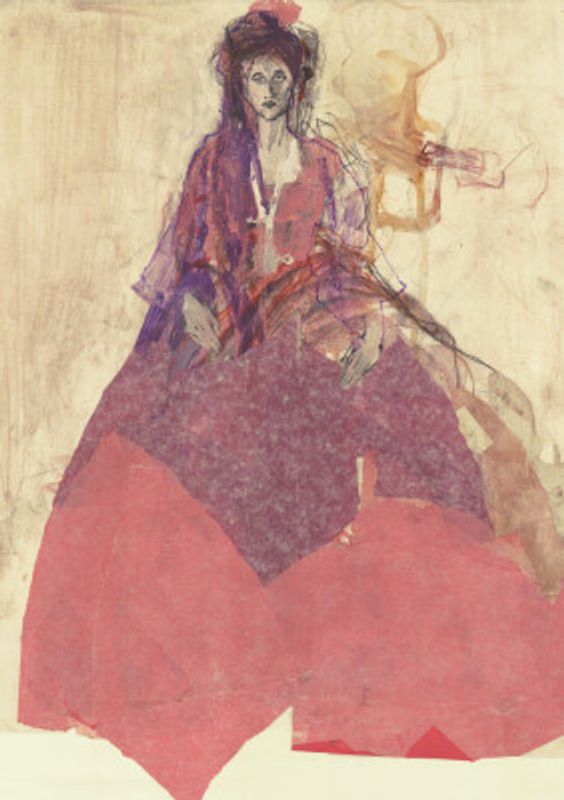 Woman in a Flowing Red Dress