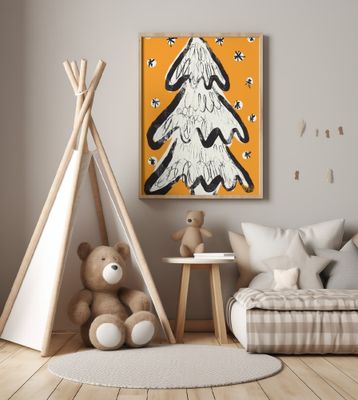 Christmas Tree And Snow Yellow