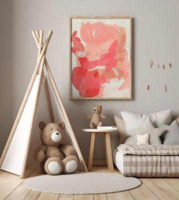 Abstract Painting In Pastel Colors.Pink and white.