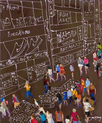 Myeongdong street scene in Seoul Korea