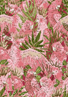 Tropical lounge pink Cockatoos pattern