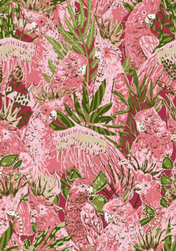 Tropical lounge pink Cockatoos pattern